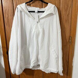Lane Bryant LIVI Full-Zip Hooded Woven Jacket White Size 26/28 Lightweight